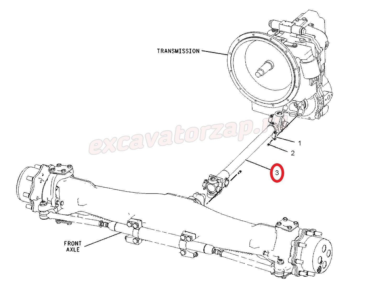 Карданный вал 202-7875, 2027875 передний экскаватора погрузчика CAT428D