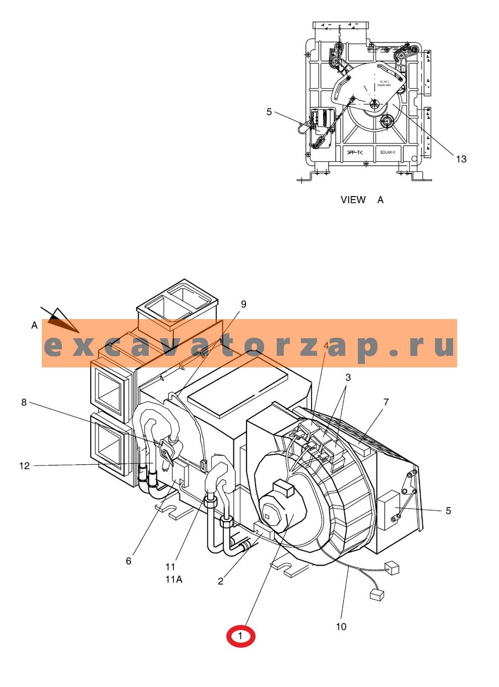 Мотор отопителя печки 2538-6015 экскаватора Doosan DX (Аналог)