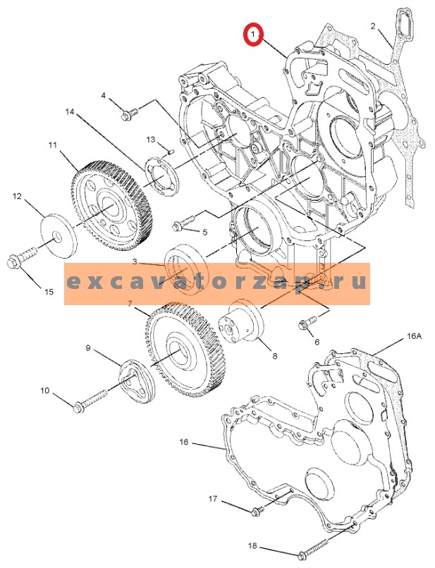 Корпус шестерен 3716C561 двигателя PERKINS