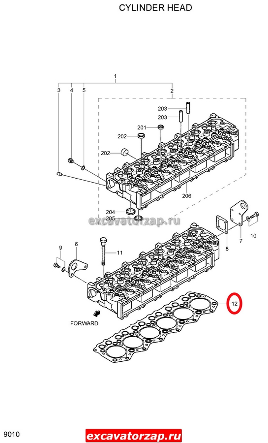 Прокладка головки блока цилиндров XJAF-00577 двигателя экскаватора Hyundai