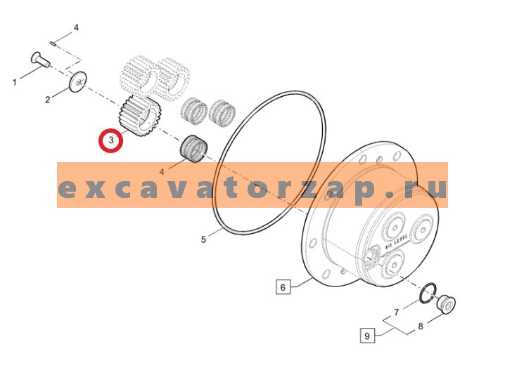 Сателлит 84183899 бортовой передачи моста экскаватора погрузчика CASE, Fiat-Hitachi